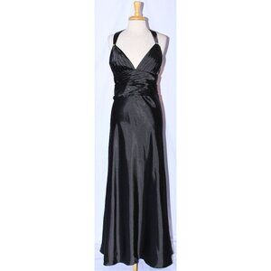 MayQueen #457 Long Satin Formal Prom or Evening Gown-Sizes 16-BLACK-NEW